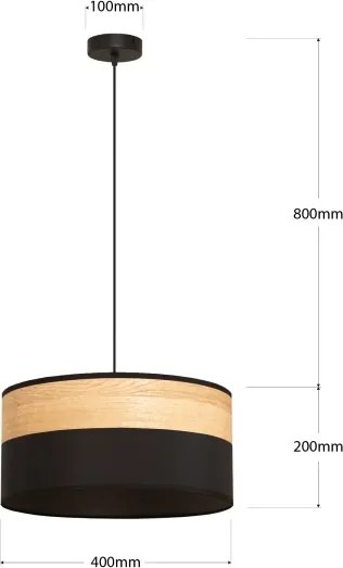 Lampadario a sospensione ALBA con cavo, 1x E27/15W/230V, Ø 40 cm, nero/marrone
