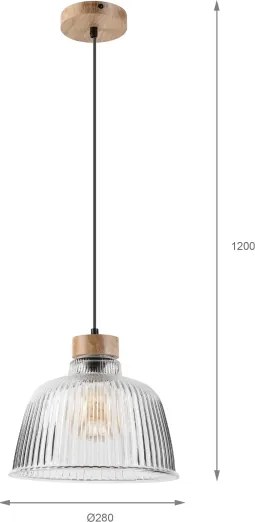 Lampadario a cavo ASTA 1xE27/60W/230V Ø 28 cm rovere