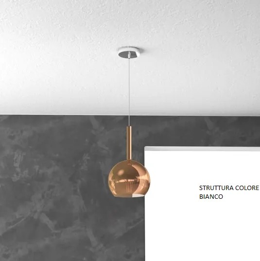 Sosp. bianco 1 luce piccola rame 1155bi-sp-ra