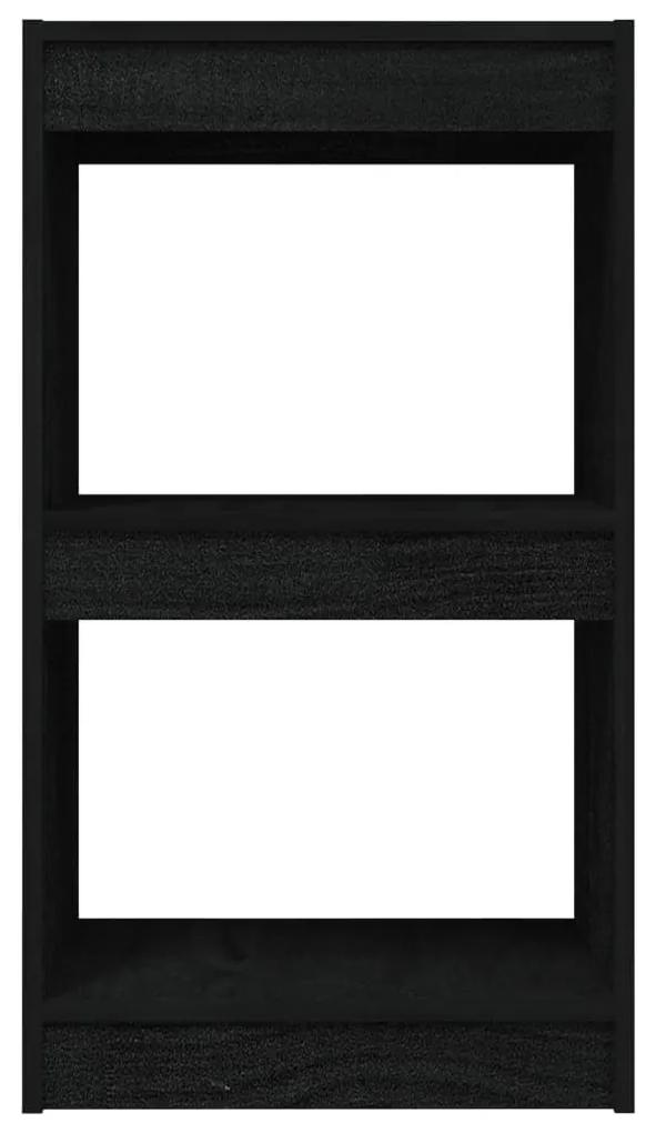 Libreria nera 40x30x71,5 cm in legno massello di pino