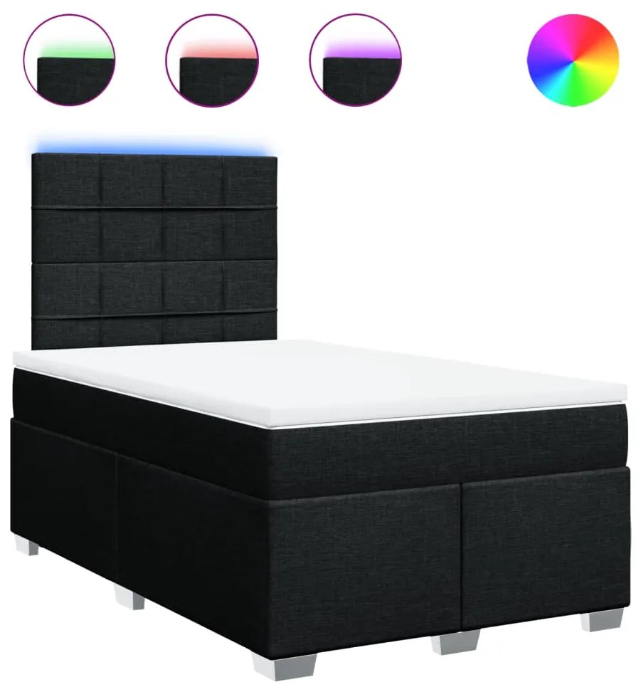 Giroletto a molle con materasso nero 120x190 cm in tessuto