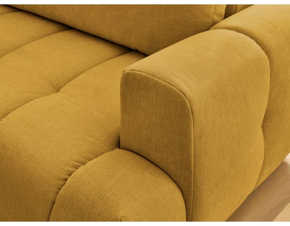 Divano angolare color senape allungabile e con contenitore (penisola a sinistra/a L) con rivestimento in ciniglia Fuji – Bobochic Paris