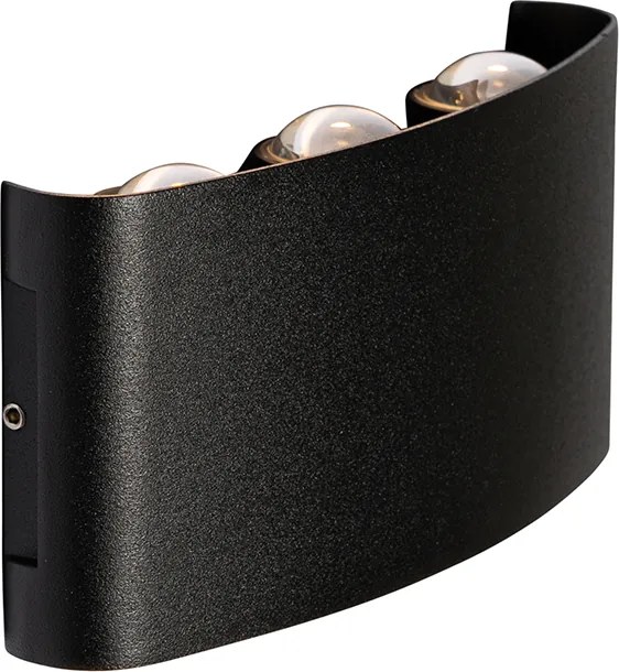 Lampada da parete per esterni nera con LED 6 luci IP54 - Silly
