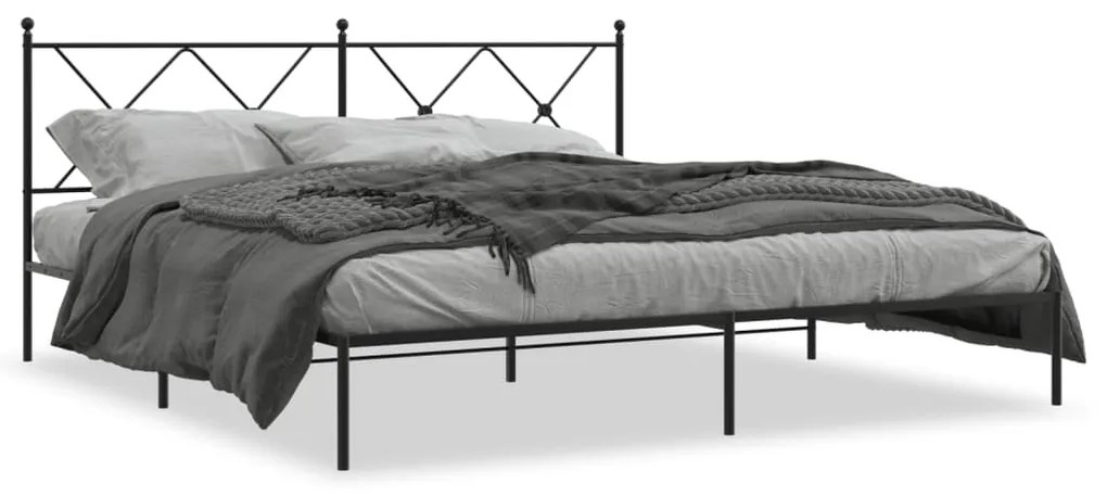 Giroletto Con Testiera İn Metallo Nero 180x200 Cm /