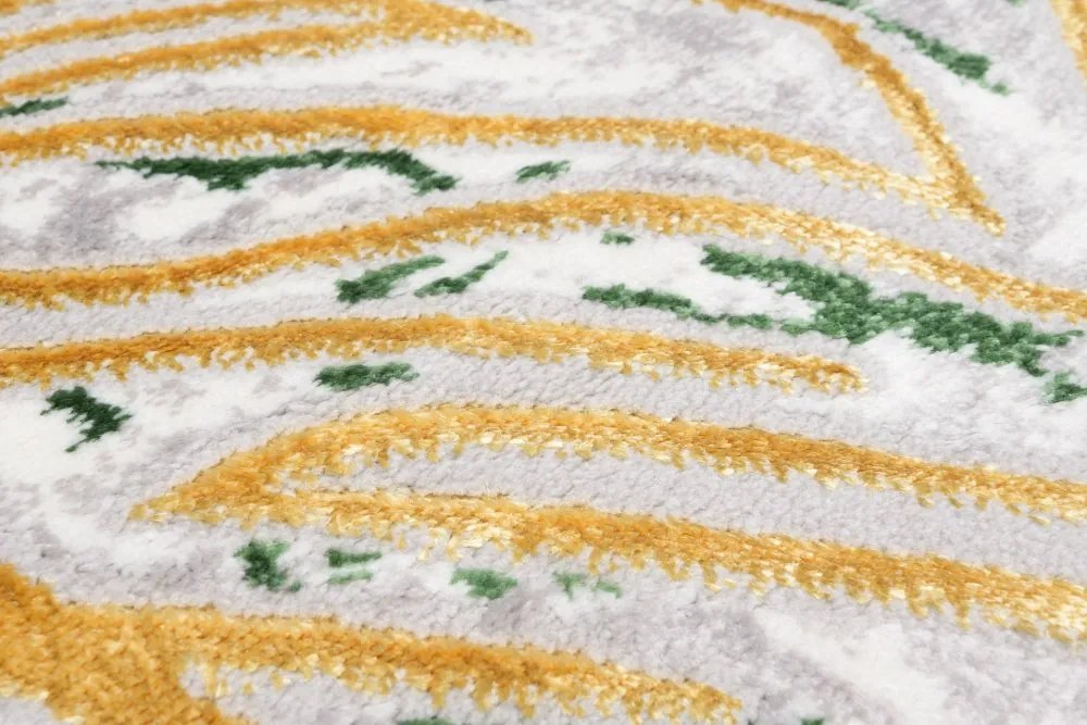 Tappeto di tendenza verde crema con motivo a foglia d'oro Larghezza: 140 cm | Lunghezza: 200 cm