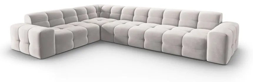 Divano angolare in velluto grigio chiaro (angolo sinistro) Kendal - Micadoni Home