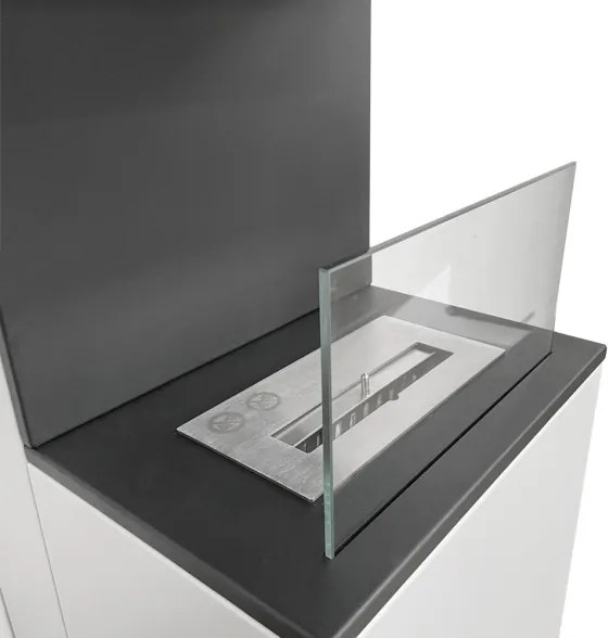 Camino a bioetanolo da terra Oslo in acciao bianco L38xP38xH100 cm