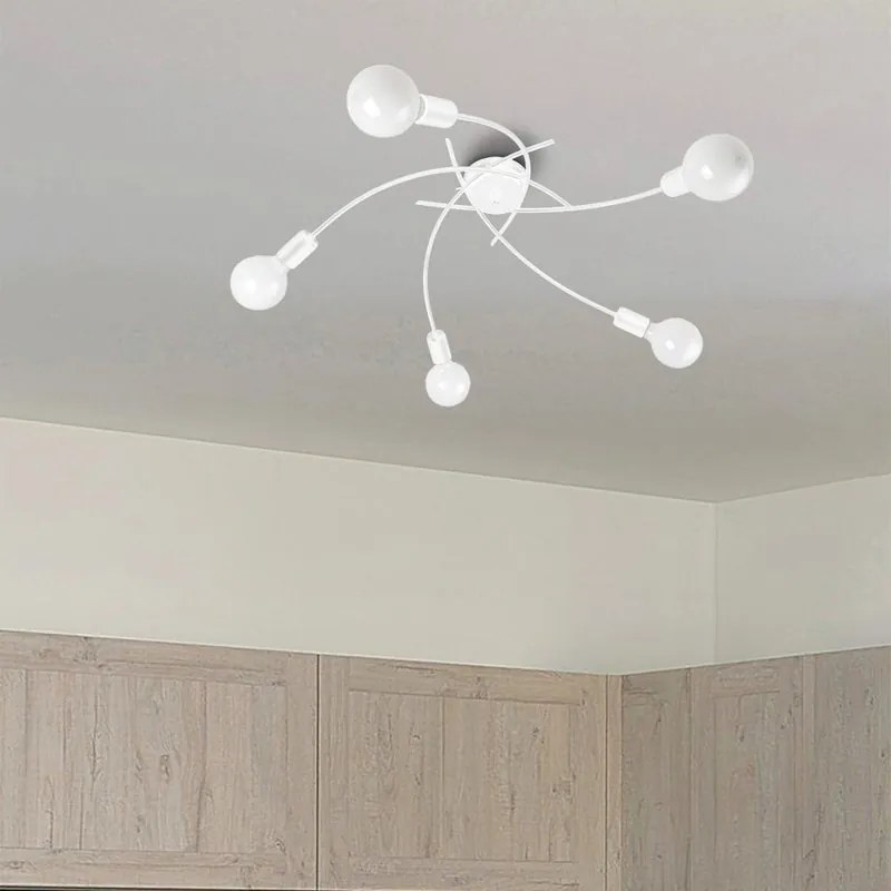 Plafoniera moderno Stella Ø 70 cm bianco IP20, 5XE27