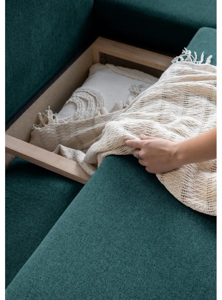 Divano letto a U turchese, angolo destro Scandic Lagom - Miuform