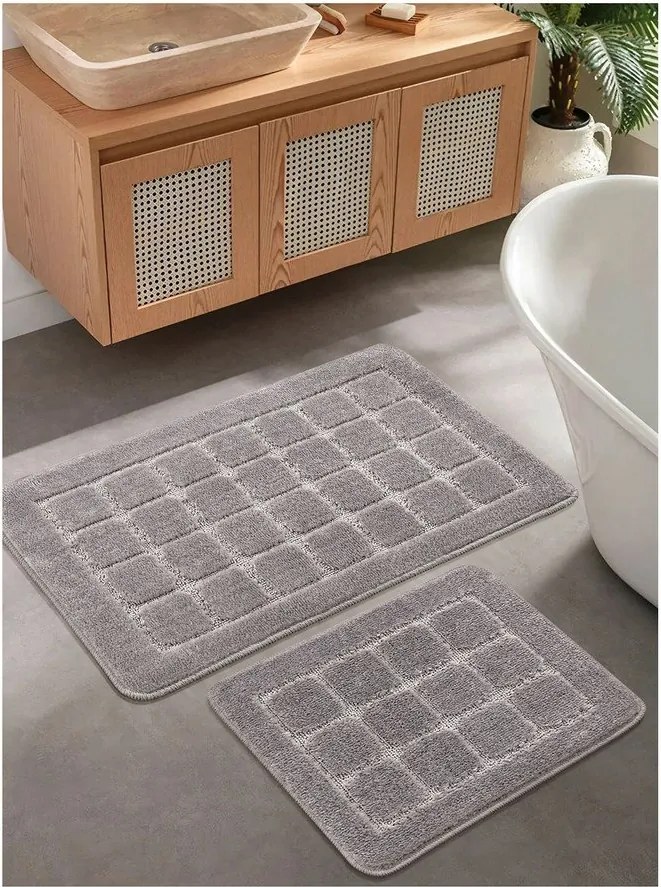 Set di tappetini per il bagno grigi 2 pz 50x80 cm Kareli – Foutastic