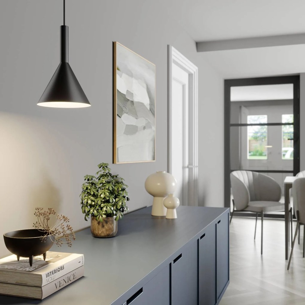 Arcchio lampada a sospensione Tadej, bianco-nero, Ø 19 cm, metallo, E27