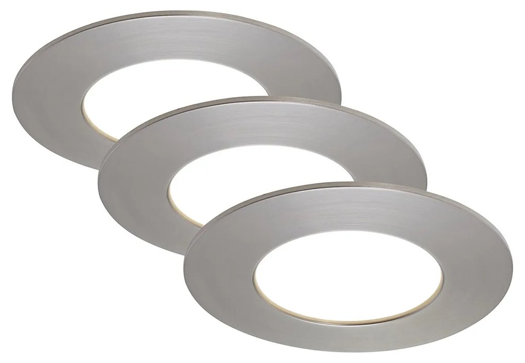 Set 3 Faretti Incasso Moderno Flat In Plastica Nichel Satinato Led 5W 4000K