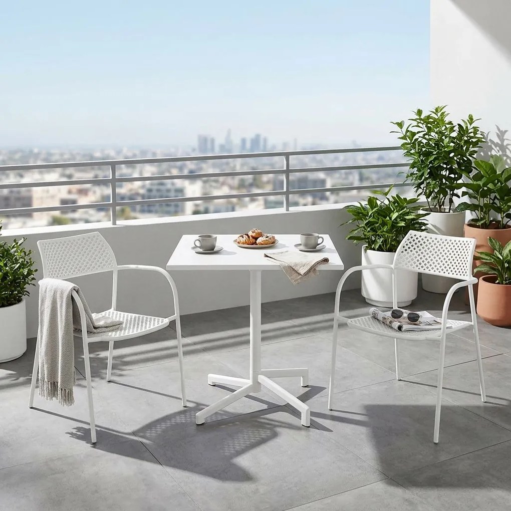 OPERA - set tavolo in alluminio cm 70 x 70 x 73 h con 2 poltrone Aviim
