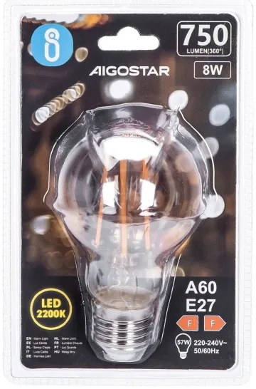 Lampadina LED  A60 E27/8W/230V 2200K - Aigostar