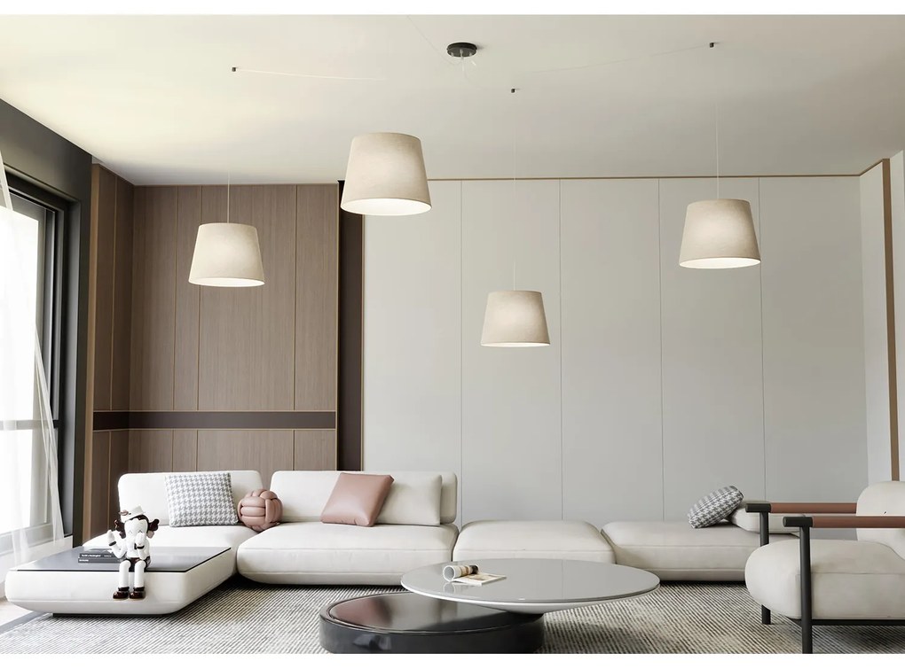 Sospensione 4 Luci Iside Con Fermacavi E Paralumi Beige