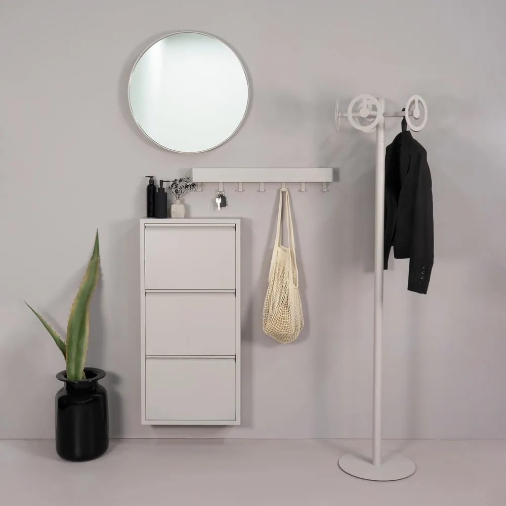 Scarpiera grigio tortora in metallo con ante ribaltabili 50x103x15 cm Billy – Spinder Design