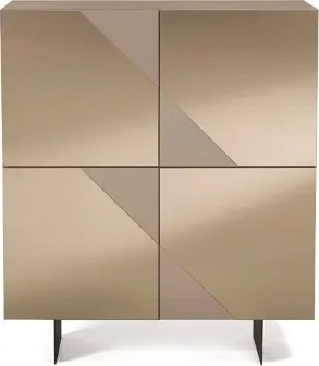 Madia credenza 4 ante in vetro specchio Bronzo e cassa Tortora ARTE 120 con 2 piedini