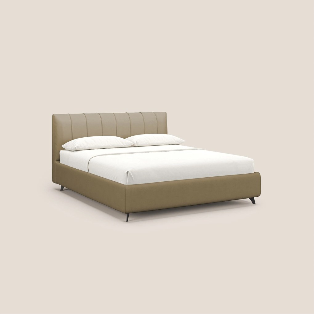 Bogart letto imbottito contenitore completamente sfoderabile in microfibra smacchiabile T11 beige
