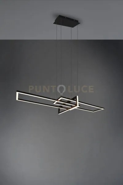 Salinas sospensione led 34w 4200lm, 3000k triplo rettangolo nera di...