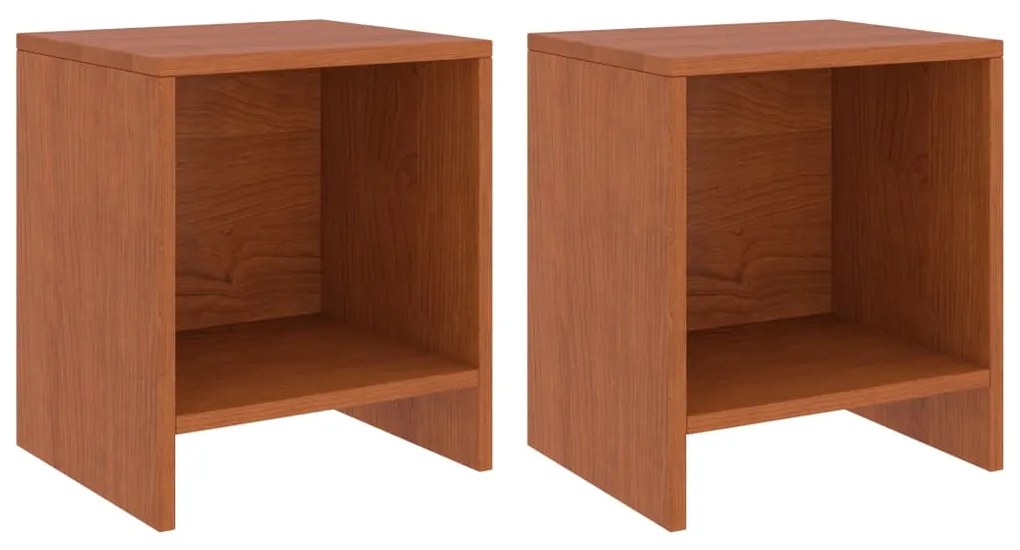 Comodini 2 Pz Ambrati 35x30x40 Cm İn Legno Massello Di Pino /