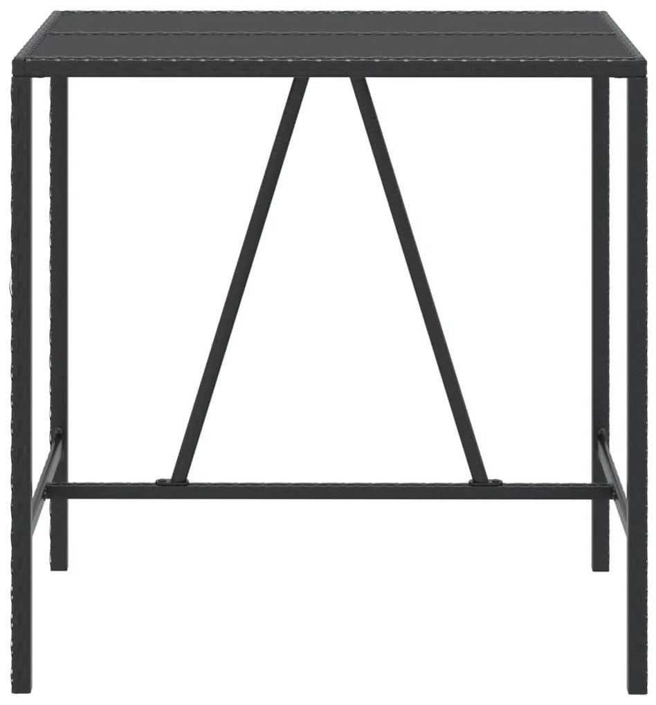 Tavolo da bar con piano in vetro nero 110x70x110 cm polyrattan
