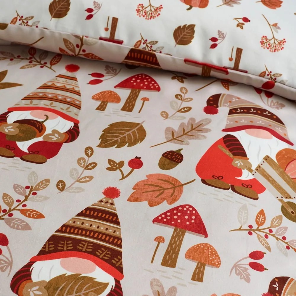 Set copripiumino e federa arancione e marrone per letto singolo 135x200 cm Woodland Gonks – Catherine Lansfield