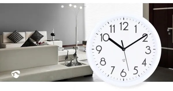 Nedis CLWA105WT - Orologio da parete Ø 22 cm 1xAA bianco