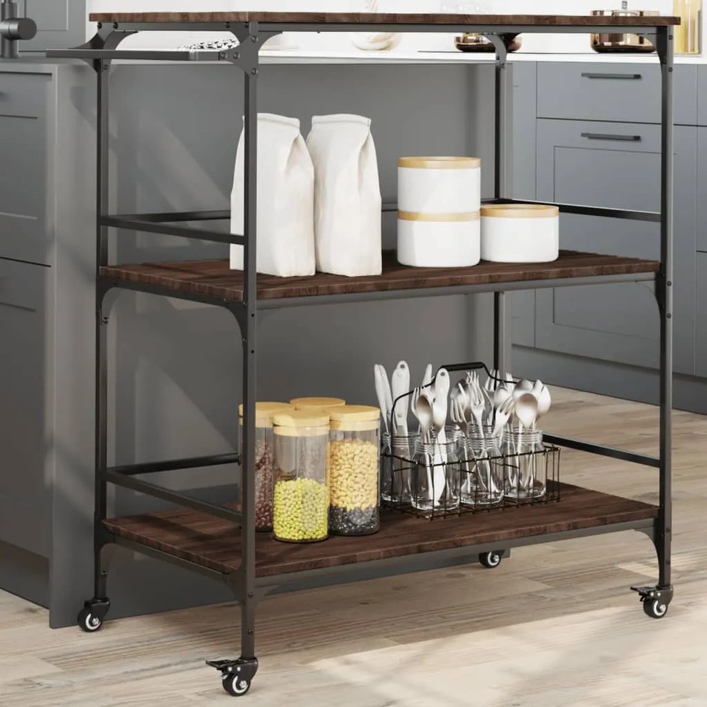 Carrello Da Cucina Rovere Marrone 100,5x50x105 Cm /