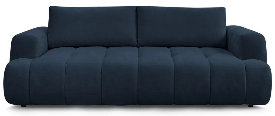 Divano blu scuro allungabile e con contenitore rivestito in ciniglia 251 cm Fuji – Bobochic Paris