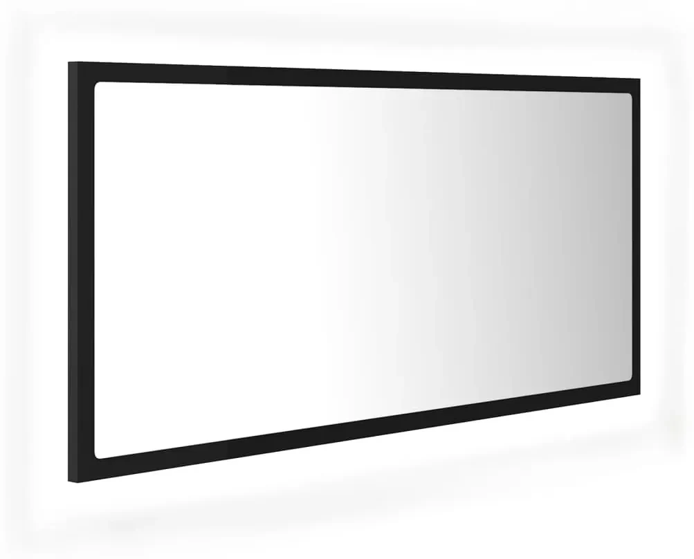 Specchio da bagno a led nero 90x8,5x37 cm in acrilico