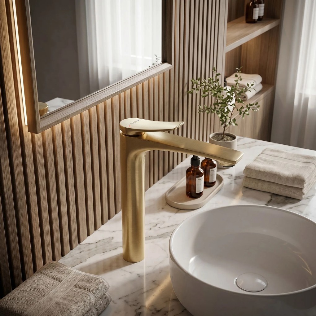 Rubinetto da lavabo PREMIUM Rea Vision Brush Gold High