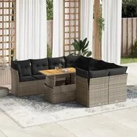 Set Divano da Giardino 9 pz con Cuscini Grigio in Polyrattan 3326909