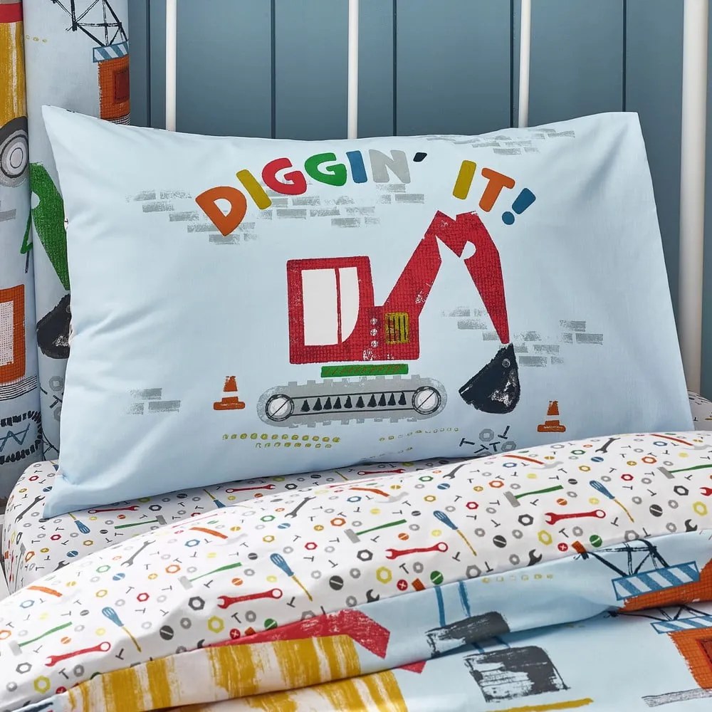 Biancheria da letto per bambini blu per letto singolo 135x200 cm Digger Dreams – Catherine Lansfield