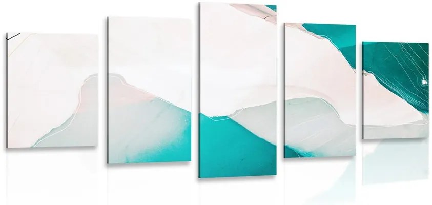 Quadri 5 pezzi – Astrazione laguna blu