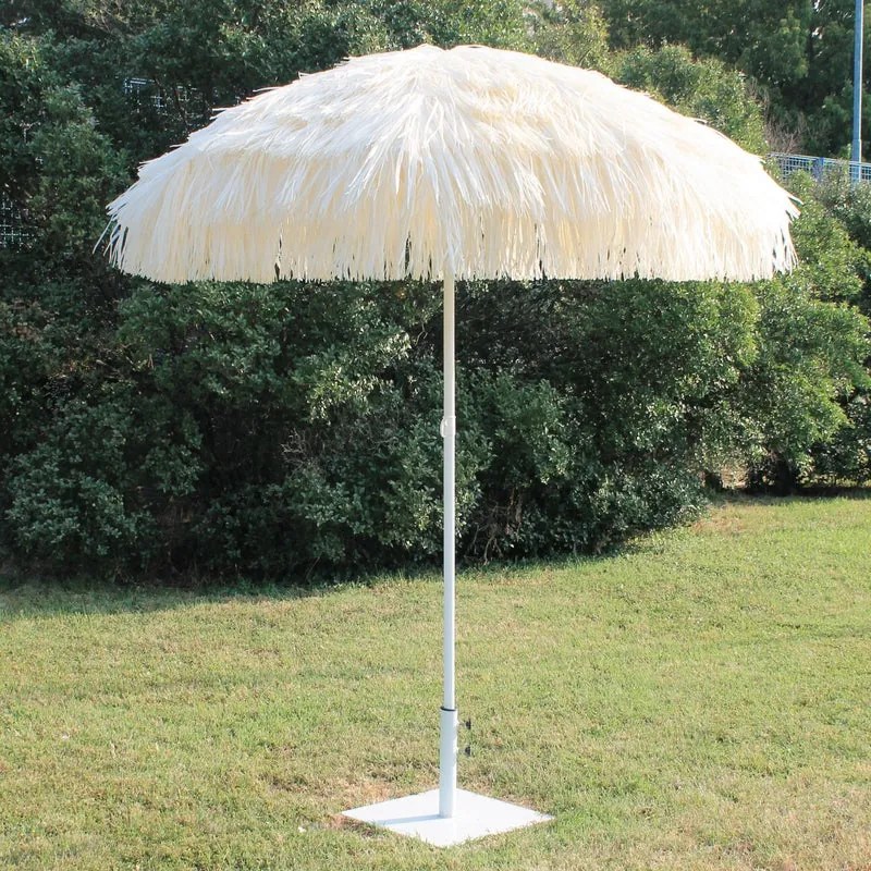 Ombrellone a palo centrale bianco Tahiti con telo ottagonale giallo L 200 x P 200 x H 200 cm