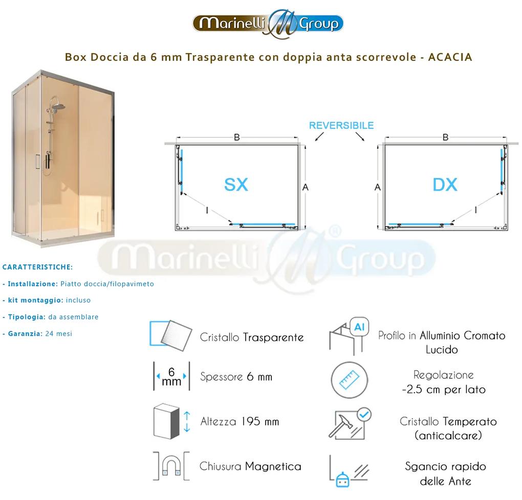 Box doccia angolare 110X110 Acacia trasparente con due ante scorrevoli