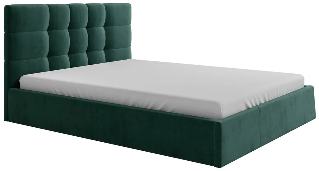 SALDI -  Letto con contenitore 180 x 200 cm Tessuto Verde abete  - ELIAVA di PASCAL MORABITO