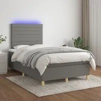 Letto a Molle Materasso e LED Grigio Scuro 120x200cm in Tessuto cod mxl 56850