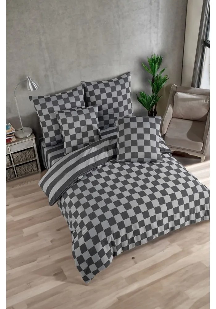Biancheria da letto color antracite in tessuto damascato per letto matrimoniale 200x200 cm Kareli – Mijolnir