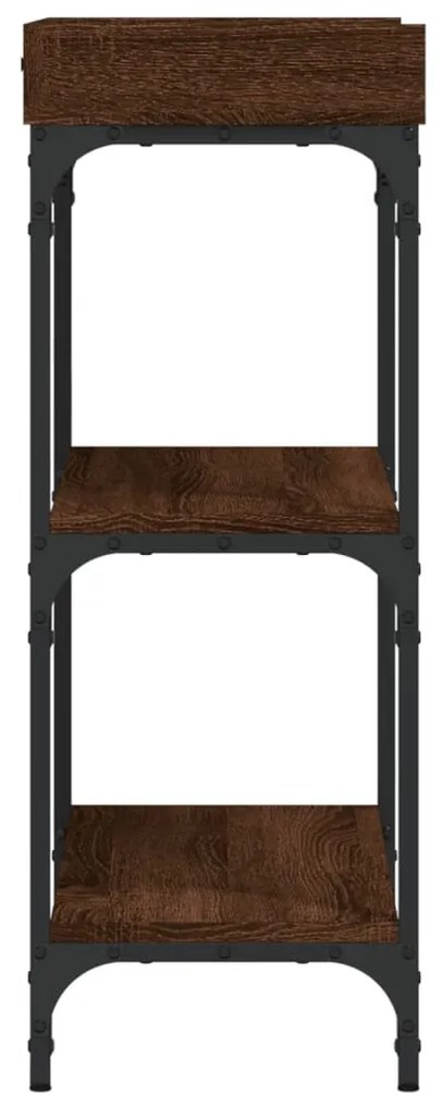 Tavolino consolle con ripiani rovere marrone 75x30x80 cm