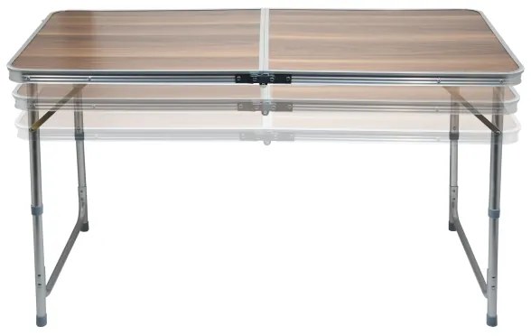 Tavolo da campeggio pieghevole marrone/cromo