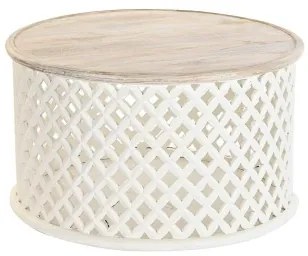 Tavolino da Caffè DKD Home Decor Bianco Naturale Alluminio Legno di mango 81 x 81 x 45 cm