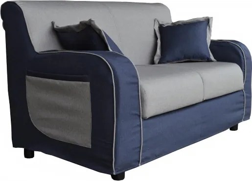 Divano sfoderabile 2 posti 146 cm PARIGI bicolore GRIGIO e BLU