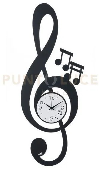 Orologio da parete di design chiave musicale nero