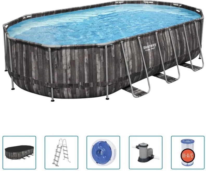 Set Piscina Ovale Power Steel 488x305x107 cm Bestway