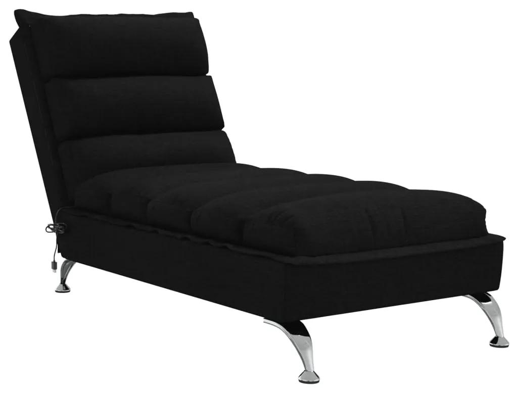 Chaise longue massaggi con cuscini nero in tessuto