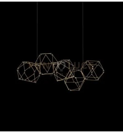 Lucciola 5 prisma sospensione lineare, ottone led 3000k  24 w, 1920...