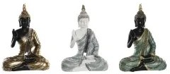 Statua Decorativa DKD Home Decor 19 x 10 x 26,5 cm Azzurro Dorato Buddha Verde Orientale (3 Pezzi)