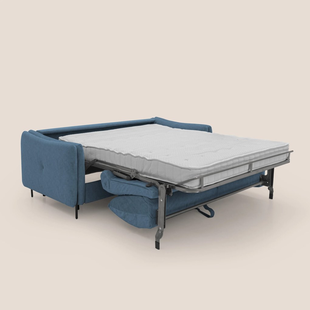 Gregory Divano letto con materasso h18 cm in microfibra effetto velluto impermeabile T09 blu