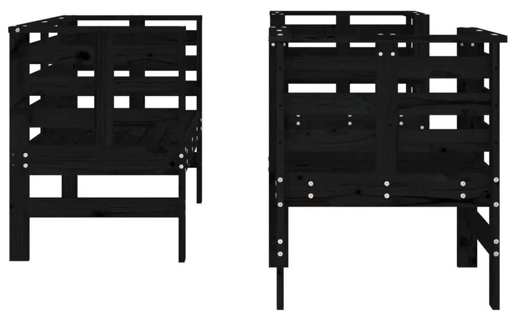 Set Salotto da Giardino 3 pz Nero in Legno Massello di Pino